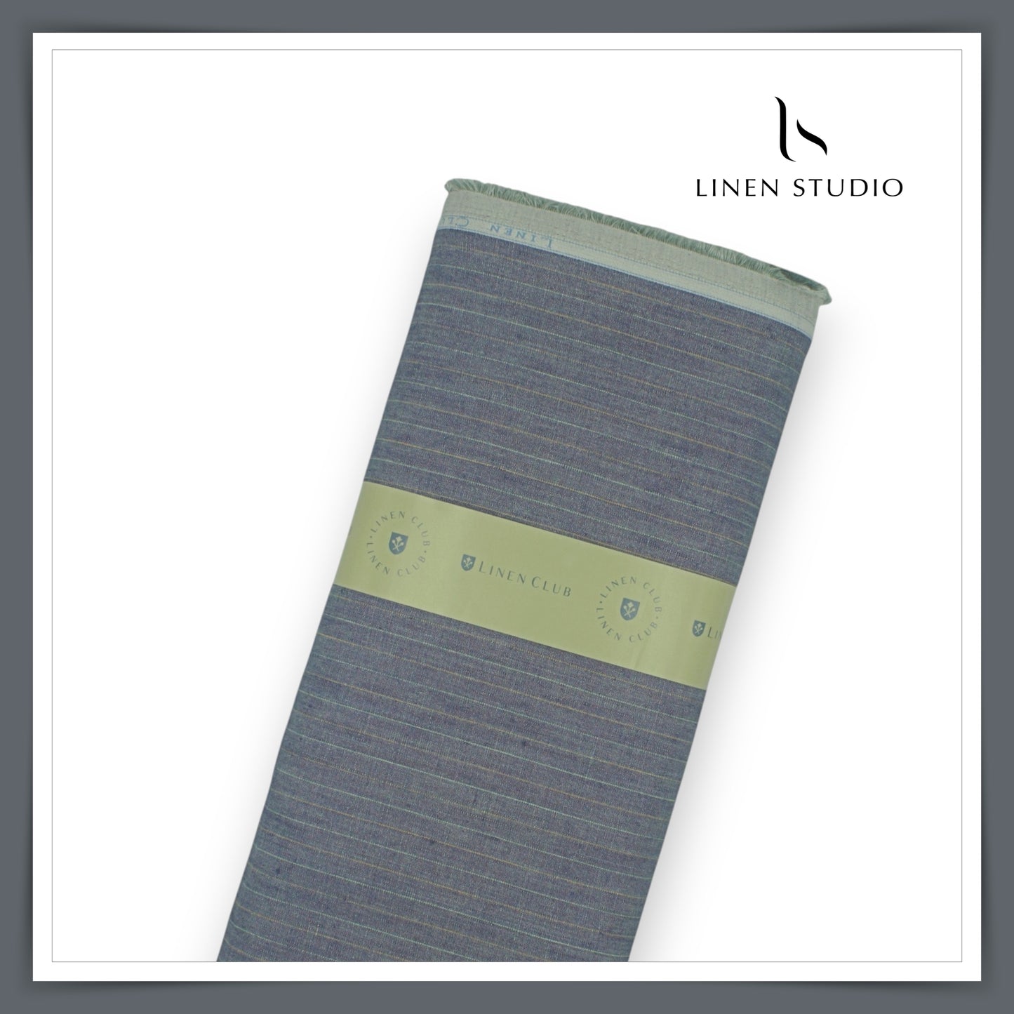 Linen Club 50 Lea Premium Linen Suiting - Mist Blue Dual Stripes (NEW)