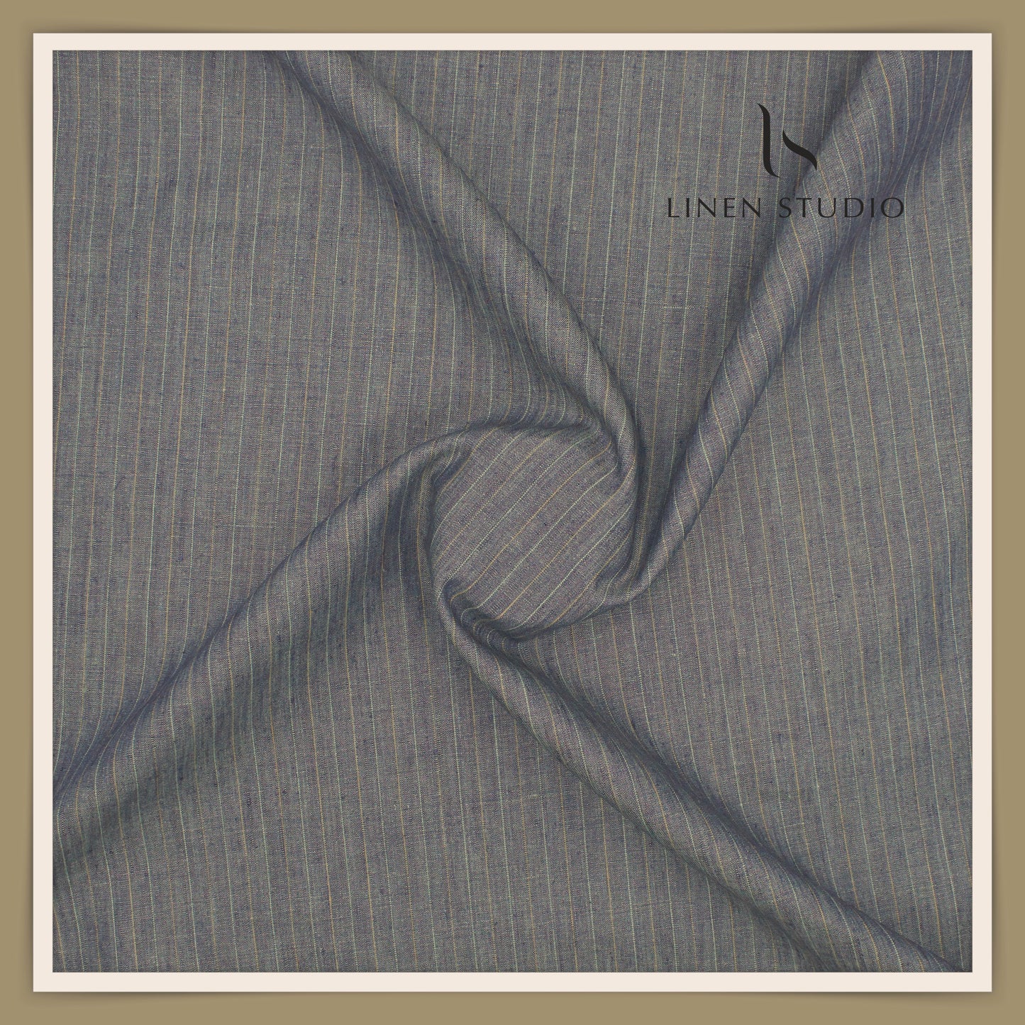 Linen Club 50 Lea Premium Linen Suiting - Mist Blue Dual Stripes (NEW)