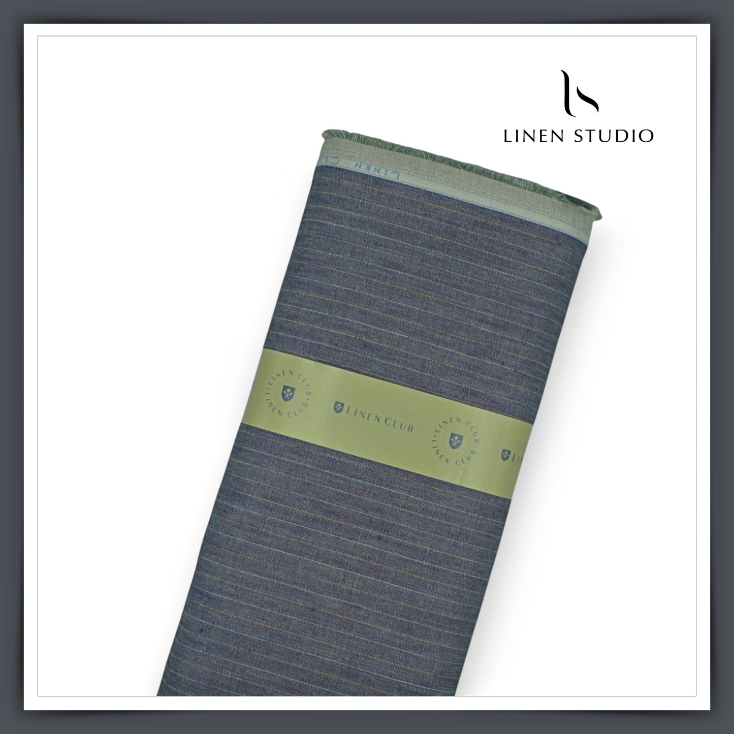 Linen Club 50 Lea Premium Linen Suiting - Earthy Grey Dual Stripes (NEW)