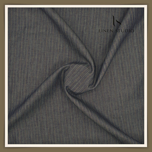Linen Club 50 Lea Premium Linen Suiting - Earthy Grey Dual Stripes (NEW)