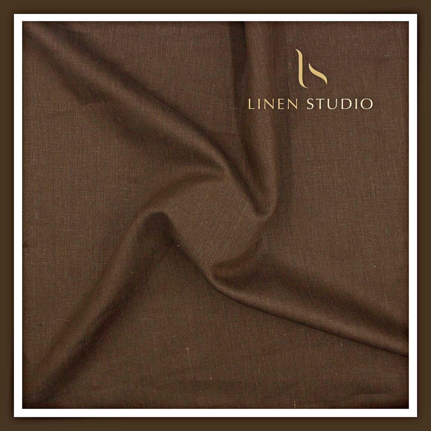 Linen Club 40 Lea Premium Textured Linen Suiting - Brown Herringbone (NEW) (Zoom In)