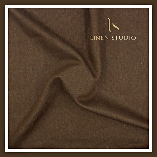Linen Club 40 Lea Premium Textured Linen Suiting - Brown Herringbone (NEW) (Zoom In)