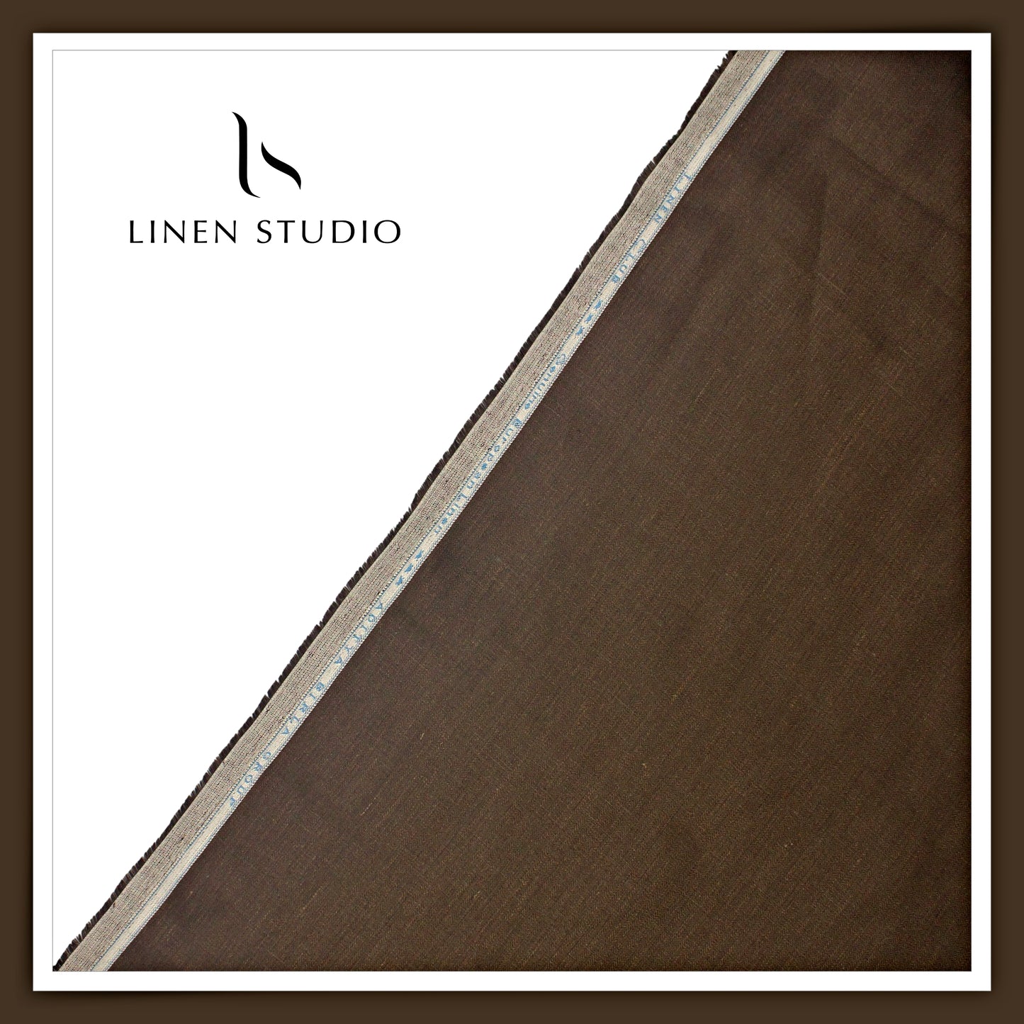 Linen Club 40 Lea Premium Textured Linen Suiting - Brown Herringbone (NEW) (Zoom In)