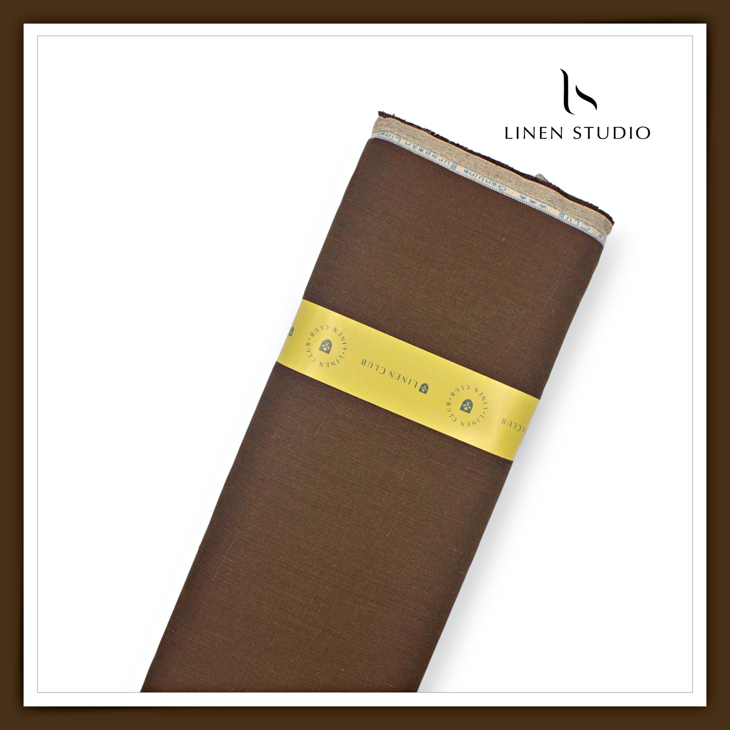 Linen Club 40 Lea Premium Textured Linen Suiting - Brown Herringbone (NEW) (Zoom In)