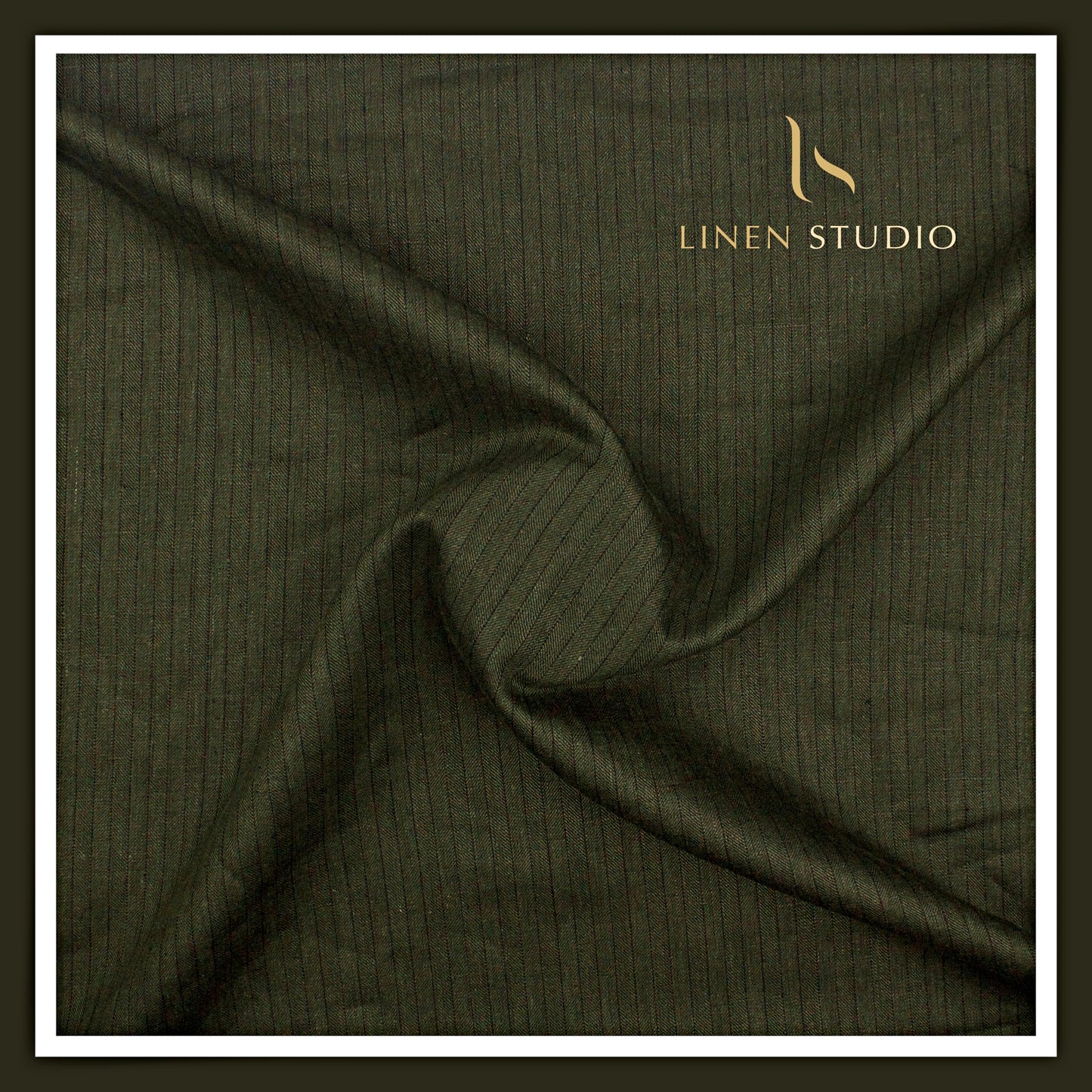 Linen Club 40 Lea Premium Linen Suiting - Green with Textured Stripes (NEW) (Zoom In)