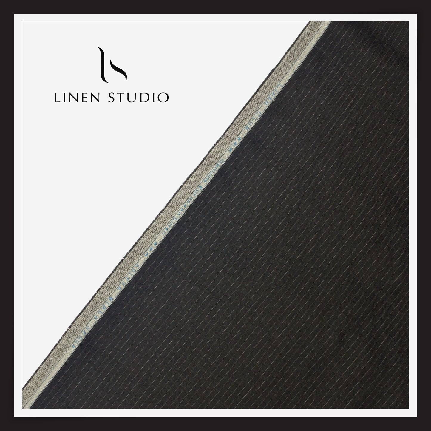 Linen Club 40 Lea Premium Linen Suiting - Black with White Stripes (NEW)