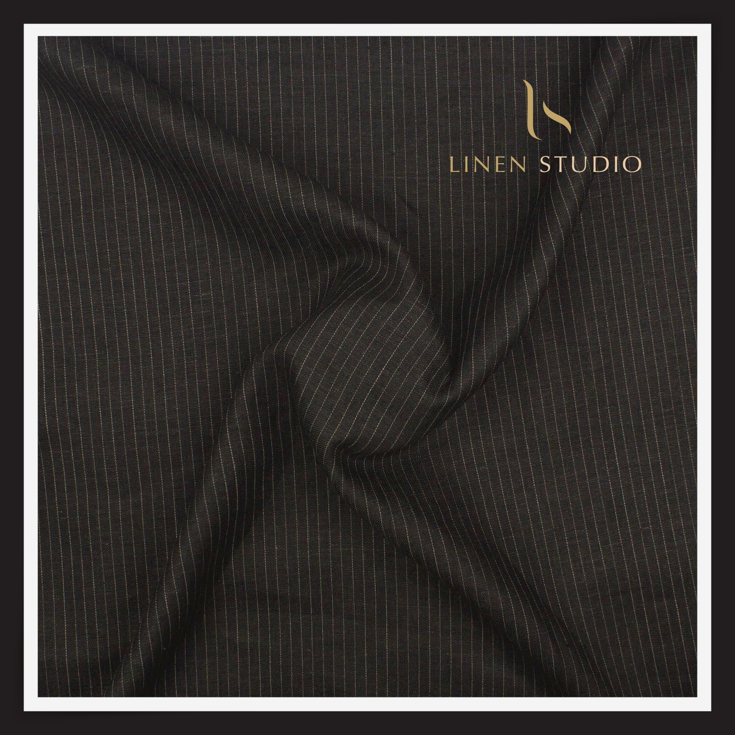 Linen Club 40 Lea Premium Linen Suiting - Black with White Stripes (NEW)