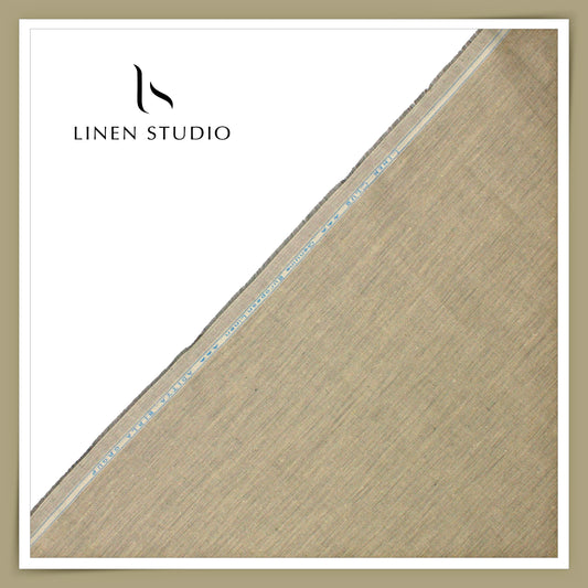 Linen Club 40 Lea Premium Linen Suiting - Light Gold with Herringbone Stripes (NEW) (Zoom In)