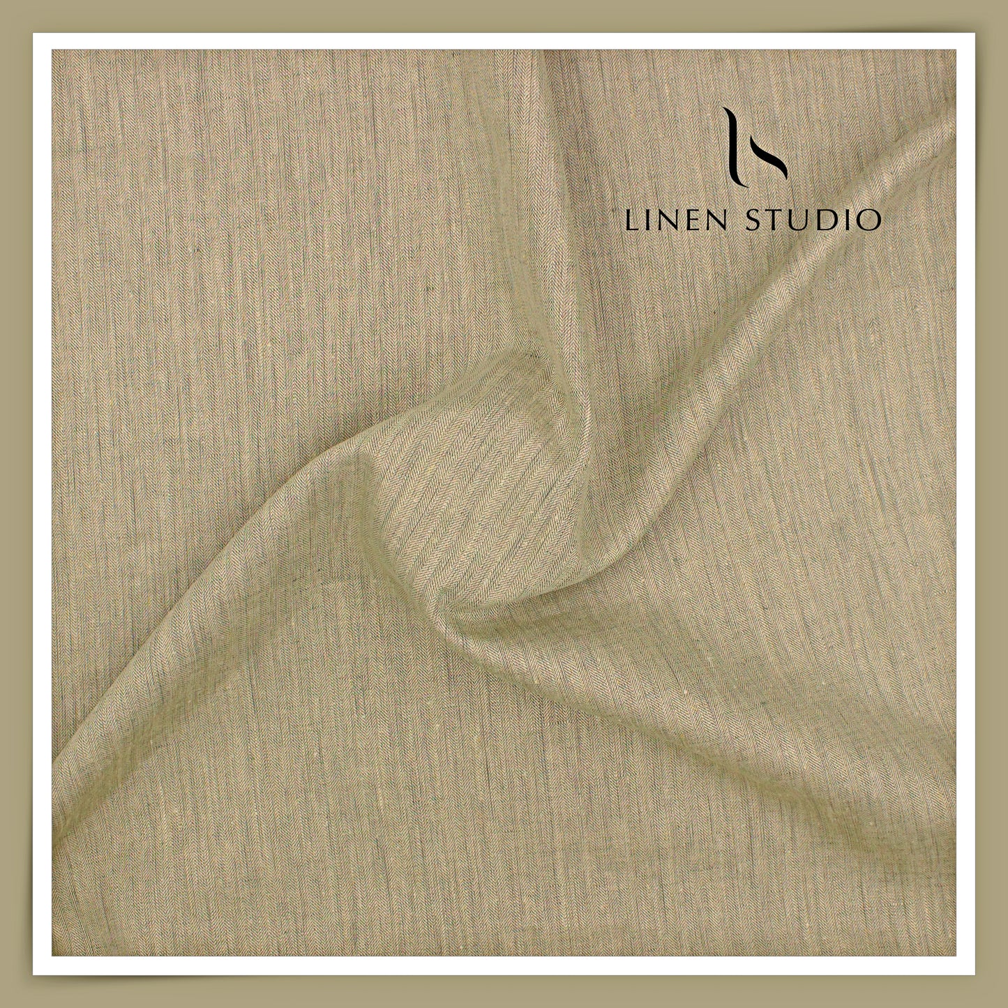 Linen Club 40 Lea Premium Linen Suiting - Light Gold with Herringbone Stripes (NEW) (Zoom In)