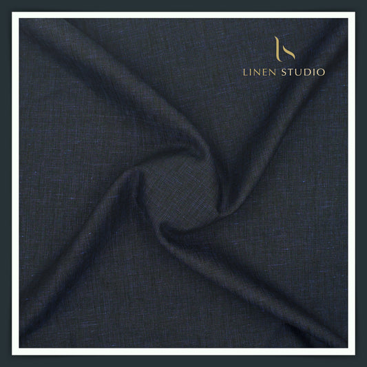 Linen Club 40 Lea Premium Textured Linen Suiting - Blueish Black (NEW)