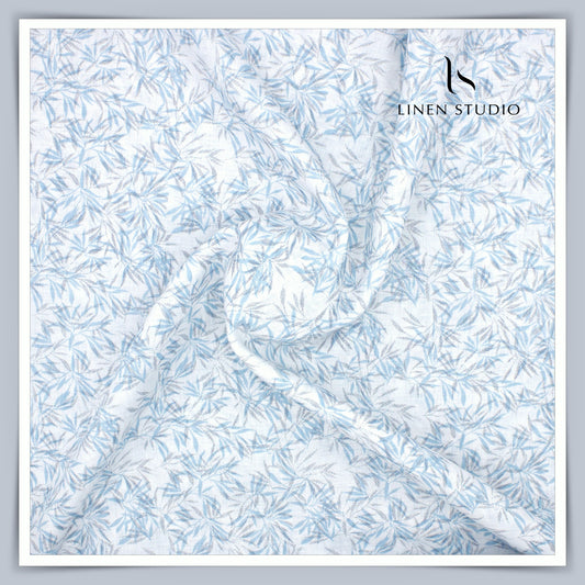 Linen Club 60 Lea Digital Printed Shirting - White Patti (NEW)