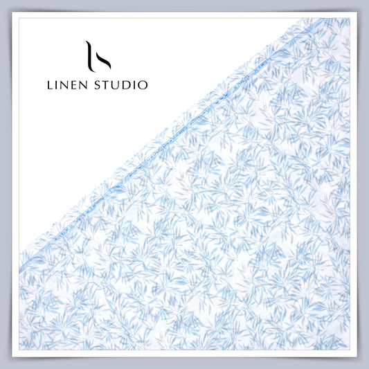 Linen Club 60 Lea Digital Printed Shirting - White Patti (NEW)