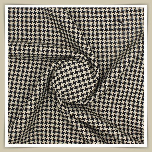 Tweed Pure Linen Jacket Fabric - Houndstooth Checks