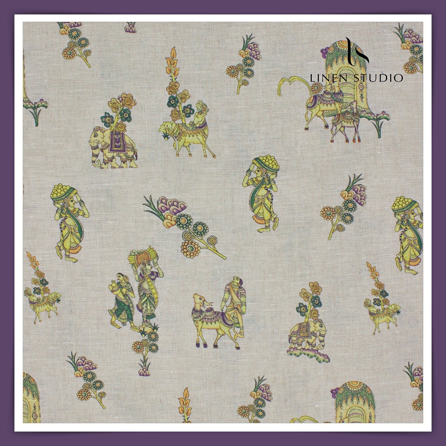 70 Lea Premium Linen Digital Print - Kamadhenu Yellow (Fastest Selling)