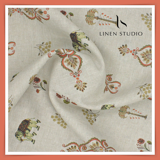 70 Lea Premium Linen Digital Print - Gajraj (Fastest Selling)