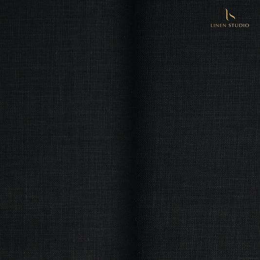 Pure Linen Trouser Fabric - Slub Black - Linen Studio