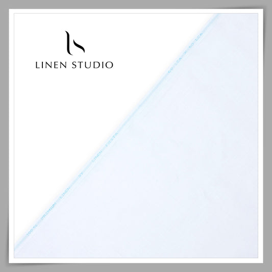 60 Lea x 60 Lea Pure Linen Plain Shirting by Linen Fiesta - Bright White (NEW) (Limited Stock)