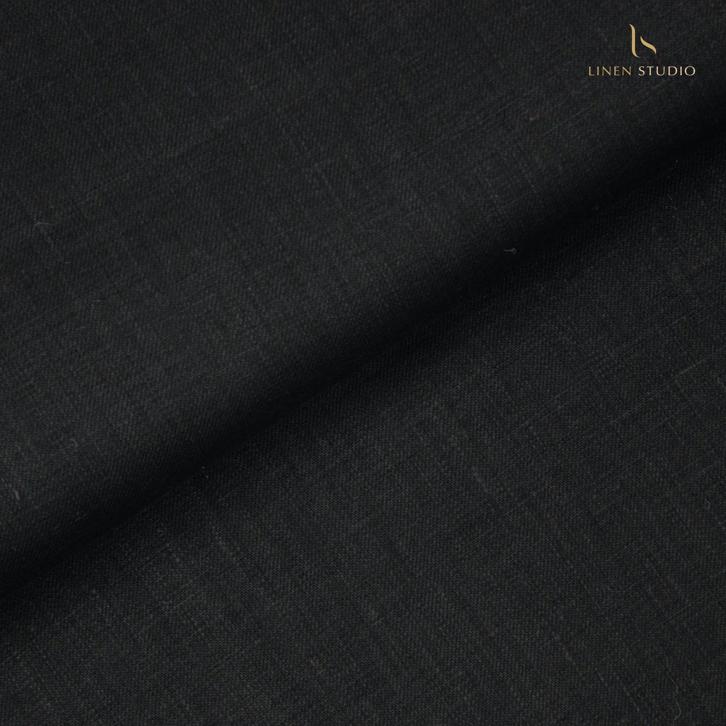 Pure Linen Trouser Fabric - Twill Black - Linen Studio