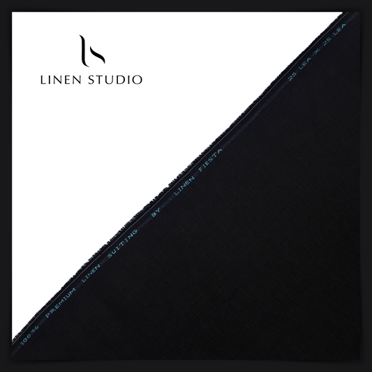 Pure Linen Trouser Fabric - Slub Black - Linen Studio