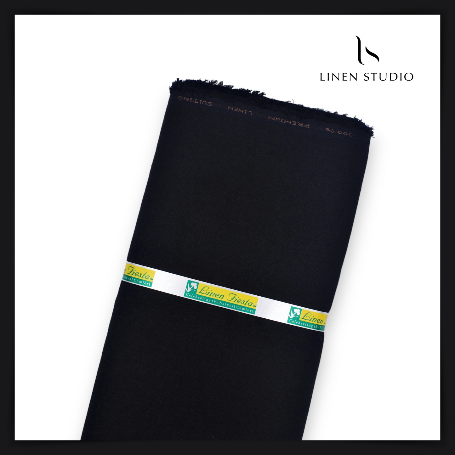 Pure Linen Trouser Fabric - Twill Black - Linen Studio