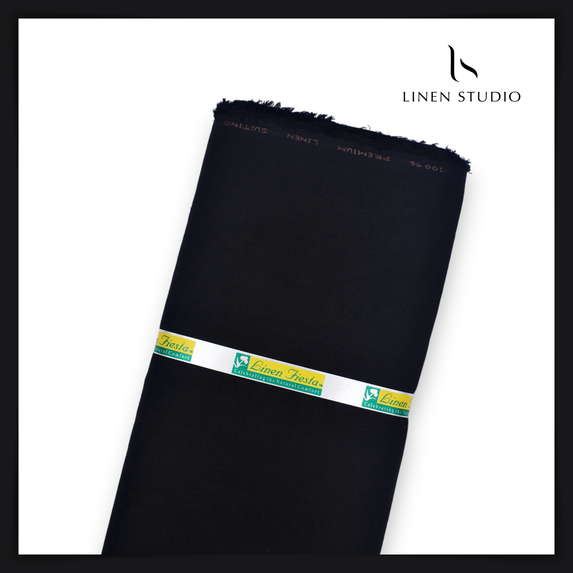 Pure Linen Trouser Fabric - Twill Black - Linen Studio