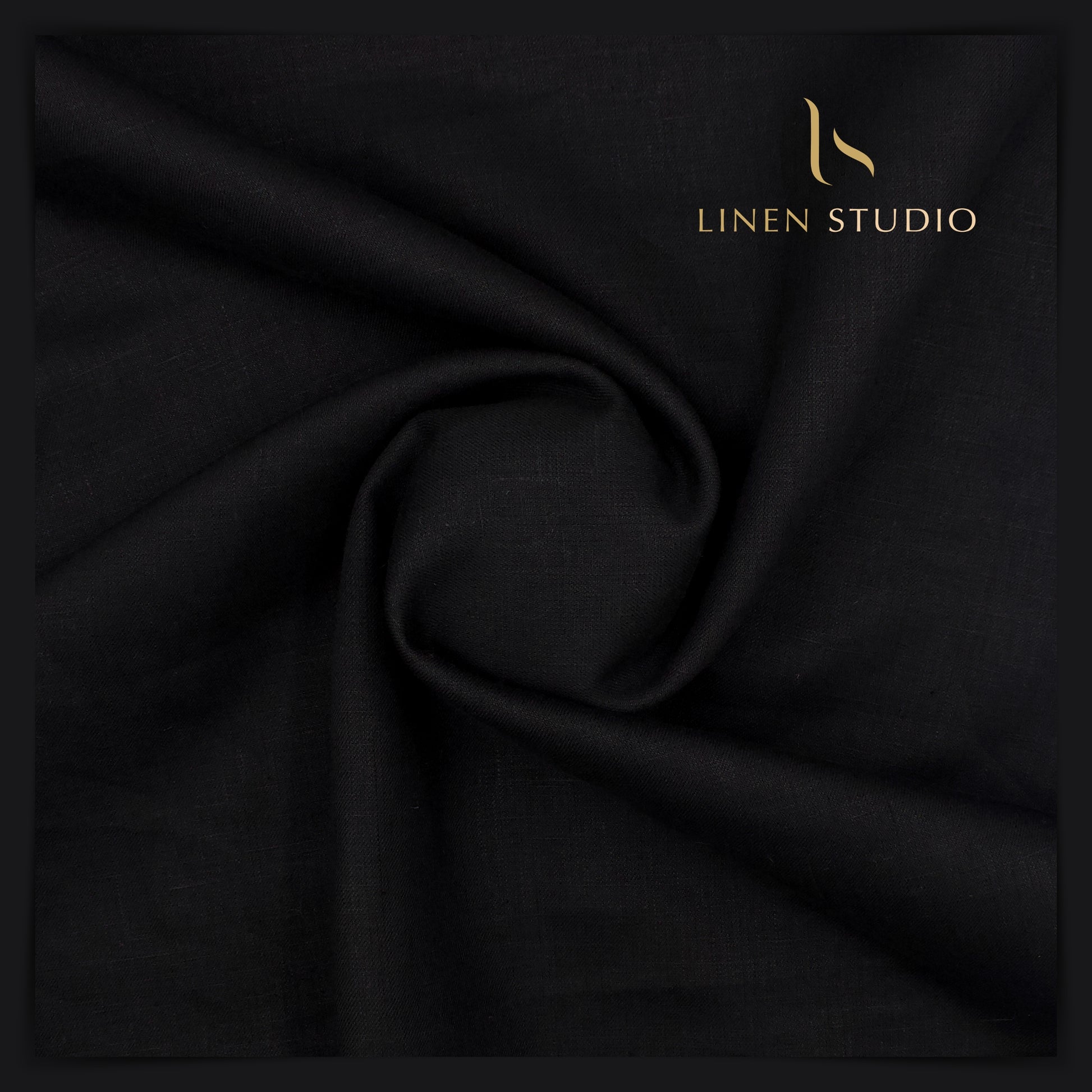 Pure Linen Trouser Fabric - Twill Black - Linen Studio