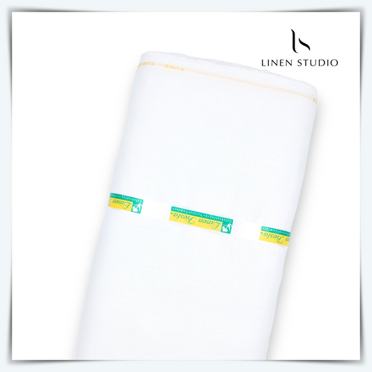 Pure Linen Trouser Fabric - Twill White - Linen Studio