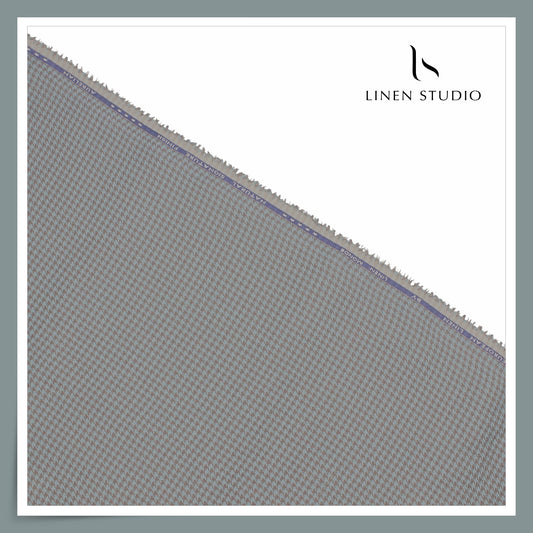 70 Lea Jacquard Shirting by Linen Monde - Grey & Blue Small Houndstooth Checks (NEW)