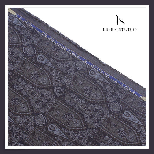 REVERSIBLE Premium Giza Cotton LA Finished Jacquard Shirting - 04 (NEW) (Zoom In)