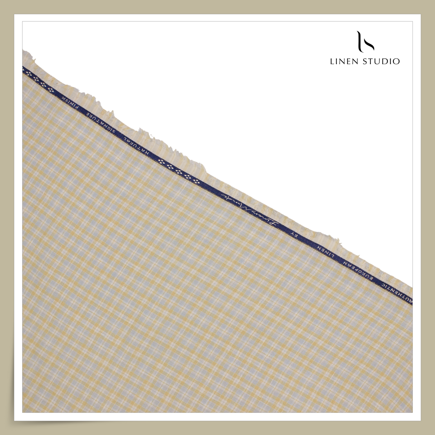 70 Lea Textured Shirting by Linen Monde - Grey/Blue Yellow Checks (NEW) (Zoom In)