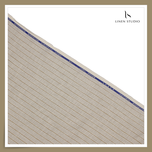 70 Lea Textured Shirting by Linen Monde - Silk Grey Dobby Stripes (NEW) (Zoom In)