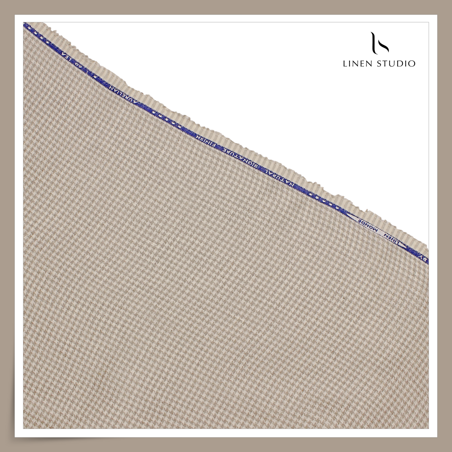 70 Lea Jacquard Shirting by Linen Monde - Beige & Natural Small Houndstooth Checks (NEW)