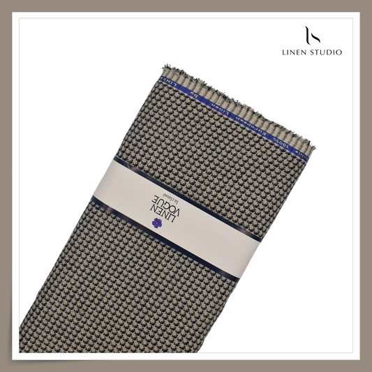 70 Lea Premium Jacquard Shirting by Linen Monde - Black Mushroom Special Checks (NEW)