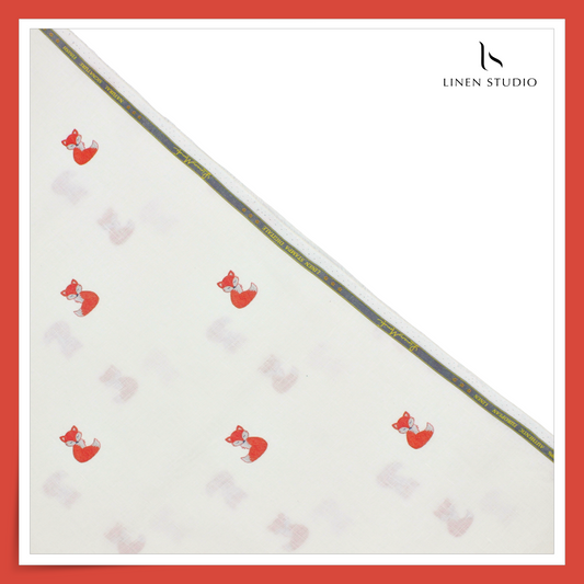 70 Lea Exclusive Digital Printed Shirting by Linen Monde - White Pinocchio (NEW)