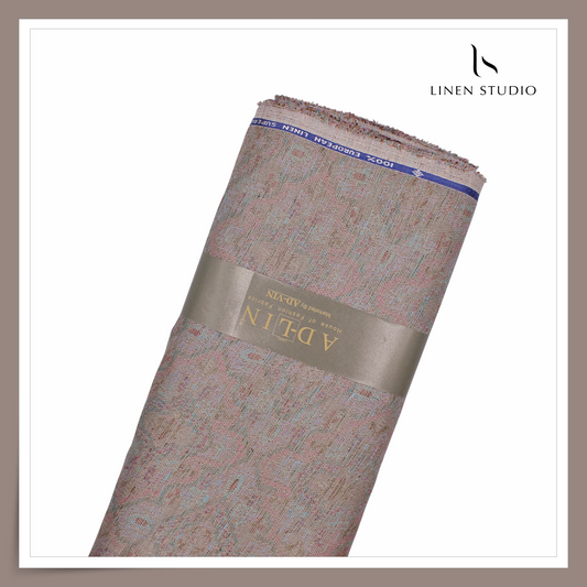 70 Lea Exclusive Pure Linen Jacquard Shirting by Linen Monde - Summer Abstract (NEW) (Zoom In)