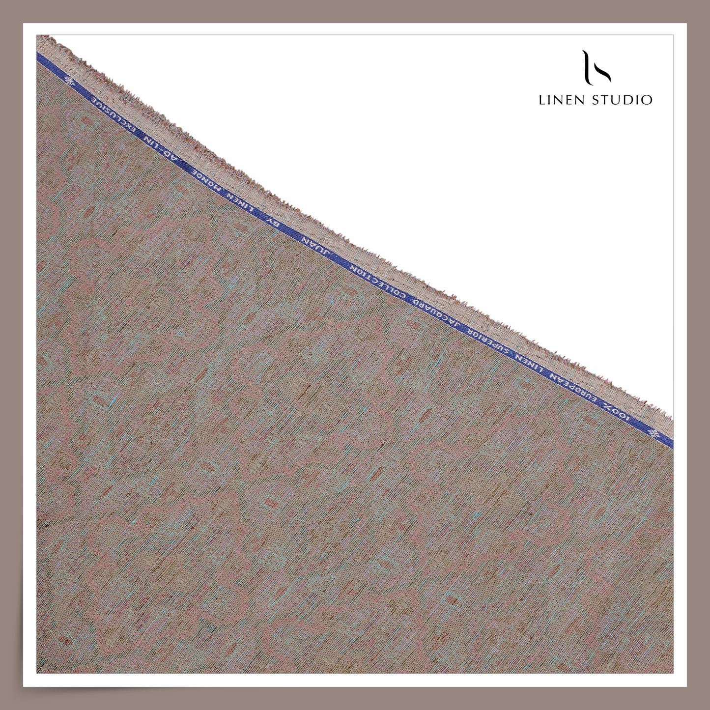 70 Lea Exclusive Pure Linen Jacquard Shirting by Linen Monde - Summer Abstract (NEW) (Zoom In)