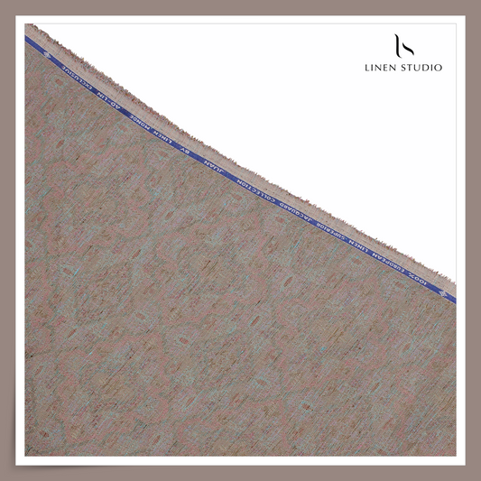 70 Lea Exclusive Pure Linen Jacquard Shirting by Linen Monde - Summer Abstract (NEW) (Zoom In)