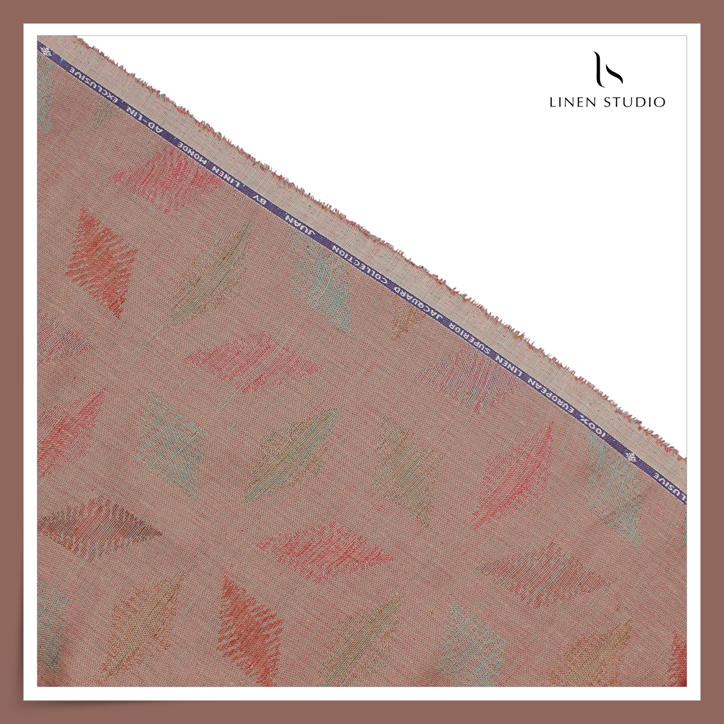 70 Lea Exclusive Pure Linen Jacquard Shirting by Linen Monde - Rosy Brown (NEW) (Zoom In)