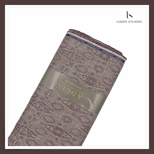 70 Lea Exclusive Pure Linen Jacquard Shirting by Linen Monde - Venus Grey (NEW) (Zoom In)