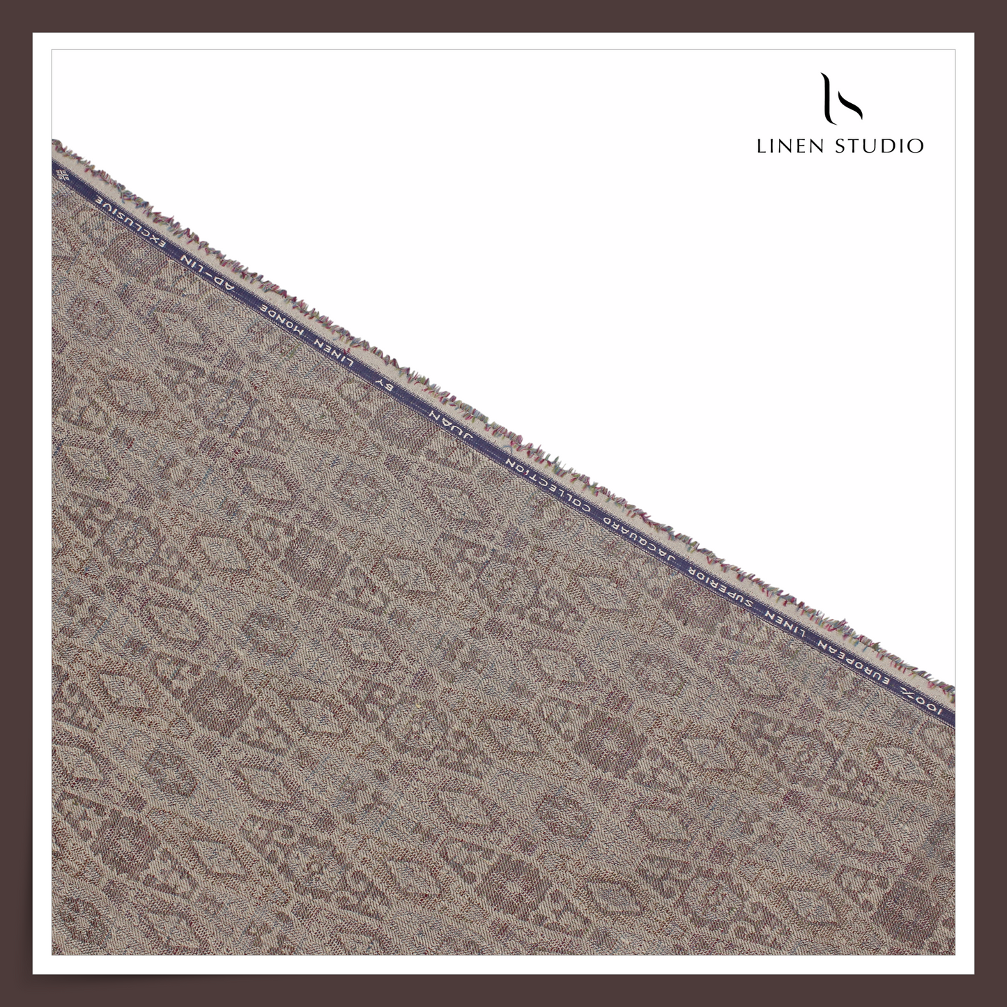 70 Lea Exclusive Pure Linen Jacquard Shirting by Linen Monde - Venus Grey (NEW) (Zoom In)