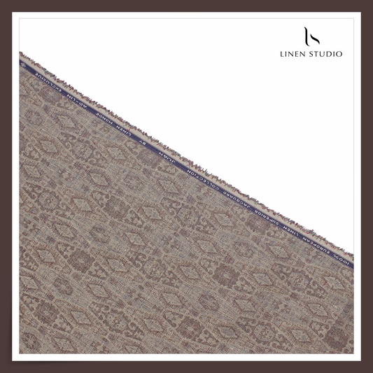 70 Lea Exclusive Pure Linen Jacquard Shirting by Linen Monde - Venus Grey (NEW) (Zoom In)