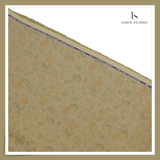 70 Lea Exclusive Pure Linen Jacquard Shirting by Linen Monde - Golden Brown (NEW) (Zoom In)