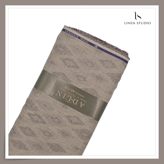 70 Lea Exclusive Pure Linen Jacquard Shirting by Linen Monde - Bronco Dawn (NEW) (Zoom In)