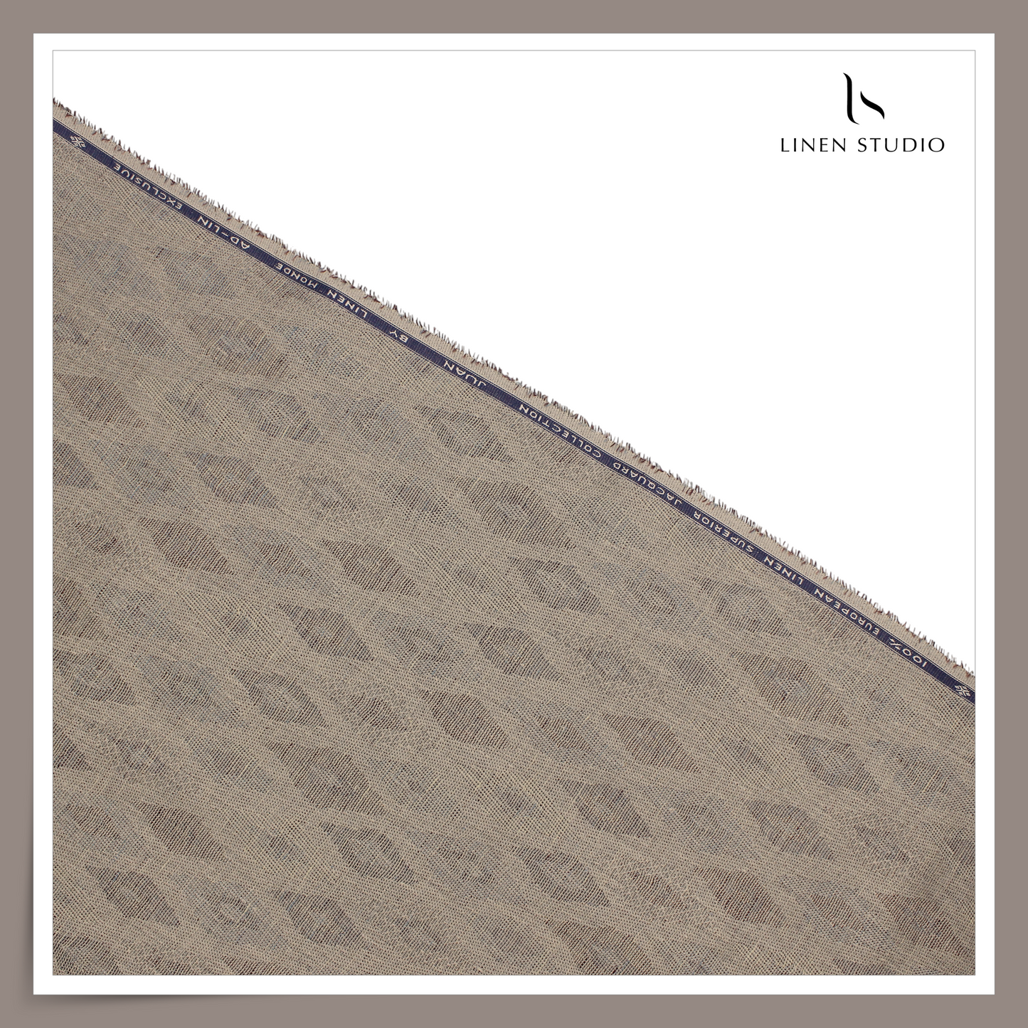 70 Lea Exclusive Pure Linen Jacquard Shirting by Linen Monde - Bronco Dawn (NEW) (Zoom In)