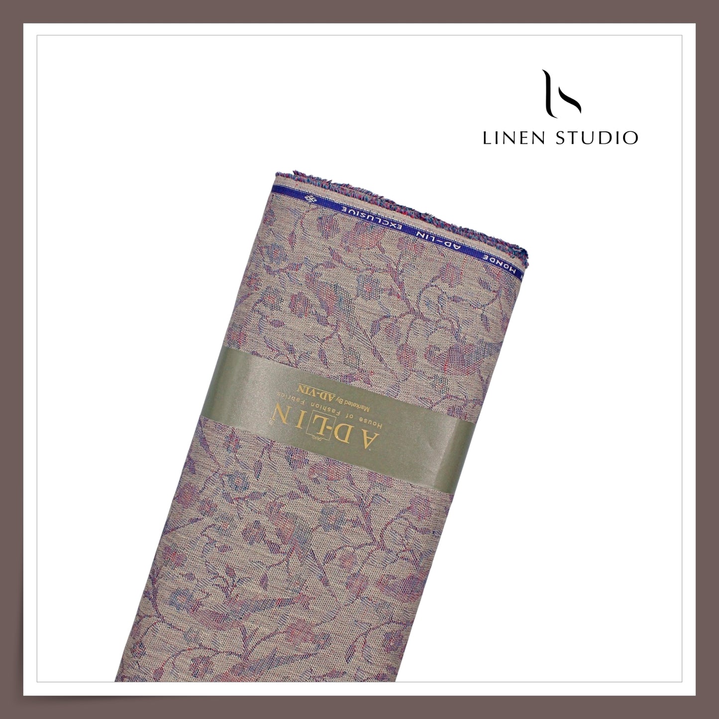 70 Lea Exclusive Pure Linen Jacquard Shirting by Linen Monde - Pink Lago (NEW) (Zoom In)