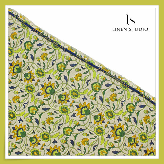 70 Lea Exclusive Digital Printed Shirting by Linen Monde - Avacado Green (NEW)