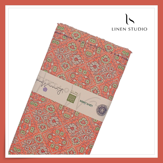 70 Lea Exclusive Digital Printed Shirting by Linen Monde - Blush Salmon (NEW)