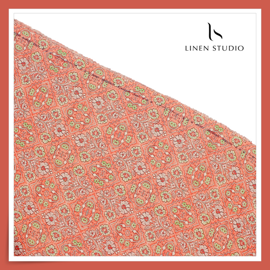 70 Lea Exclusive Digital Printed Shirting by Linen Monde - Blush Salmon (NEW)