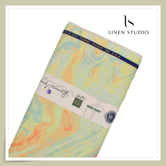 70 Lea Exclusive Digital Printed Shirting by Linen Monde - Summer Marble Print (NEW)