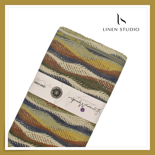 70 Lea Exclusive Digital Printed Shirting by Linen Monde - Wavy Bargello (NEW)